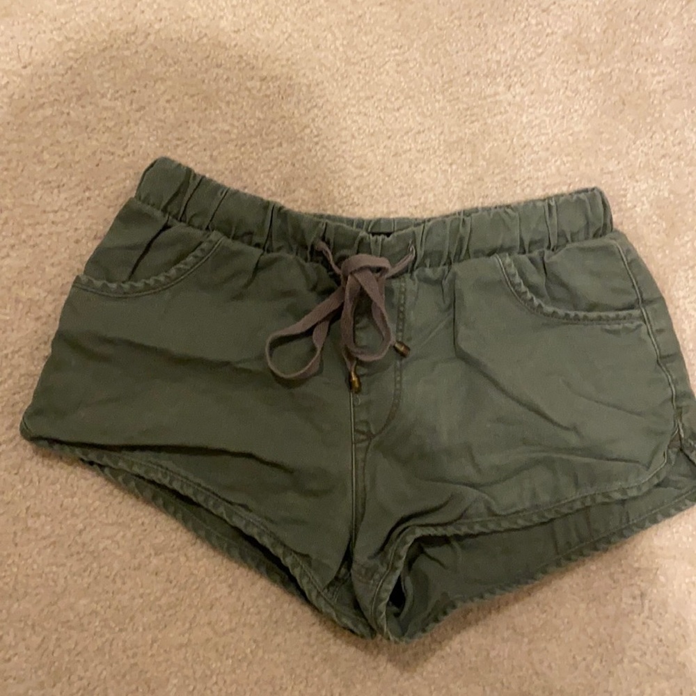 green forever 21 drawstring shorts